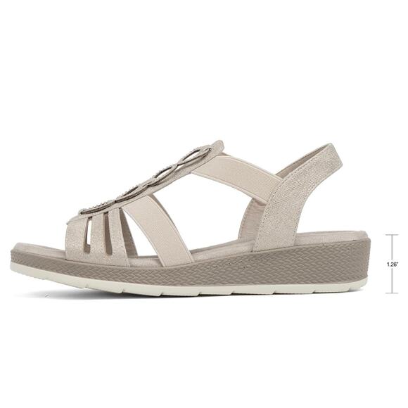 VJH Confort Women’s Comfortable Elastic Open toe Low Wedge Sandals - Picture 4 of 5